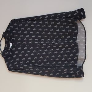 Geometric cat/fox patterned button up blouse